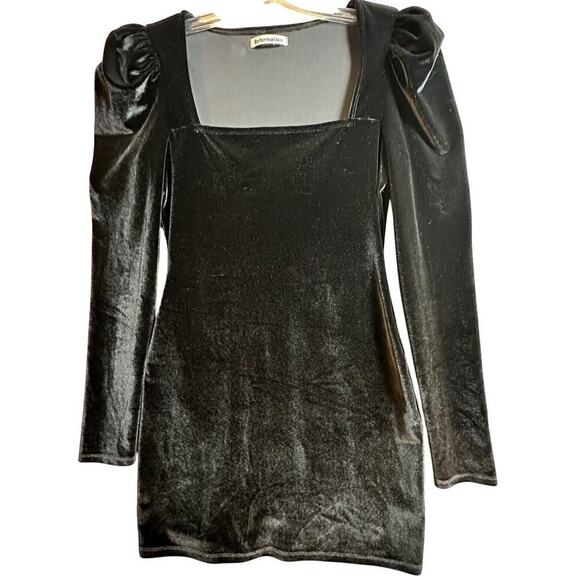Reformation Lunar Square Neck Puff Sleeve Black Velvet Rebel Chic Mini Dress M - Picture 3 of 16